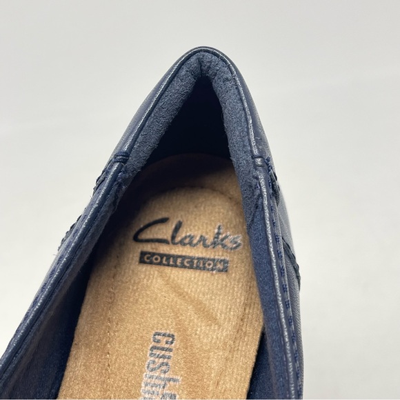 Clarks Medora Jem Shoes Womens 7.5 Blue Leather Slip On Comfort Casual Office - Picture 9 of 12
